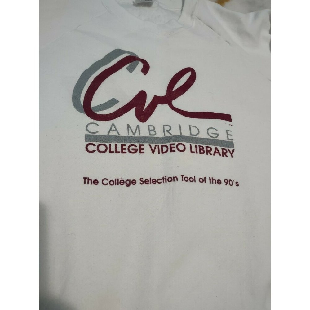 VINTAGE! Cambridge College Video Library Sweatshirt Made in USA Sz Large Retro